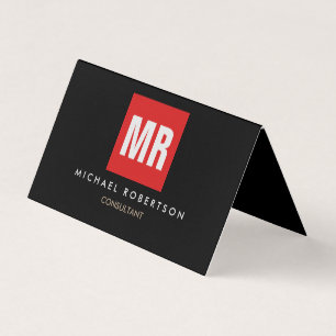 Carte De Visite Monogramme noir de qualité unique