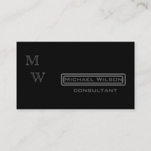 Carte De Visite monogramme noir élégant professionnel