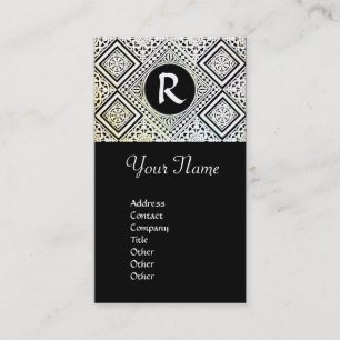 CARTE DE VISITE MONOGRAMME NOIR ET BLANC DE DAMASK EAGLE ROMAIN