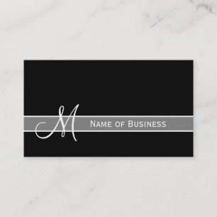 Carte De Visite Monogramme noir et blanc élégant avec le nom
