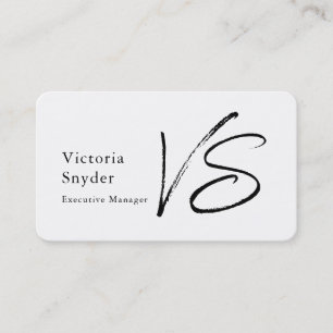 Carte De Visite Monogramme noir et blanc élégant professionnel