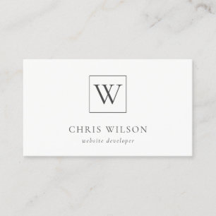 Carte De Visite Monogramme noir et blanc minimal initial