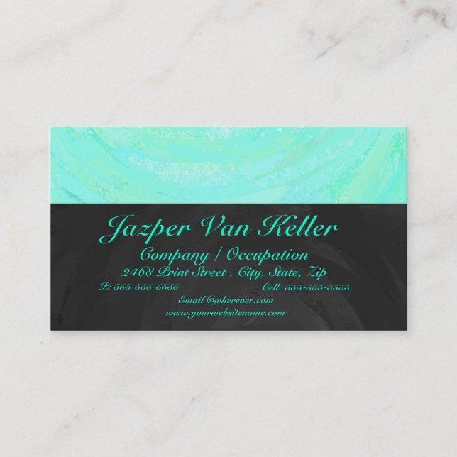 Carte De Visite Monogramme noir et bleu de la menthe (Devant)