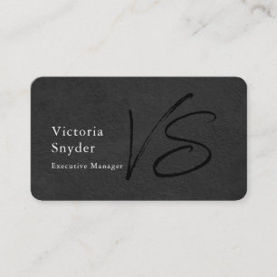 Carte De Visite Monogramme noir gris élégant professionnel