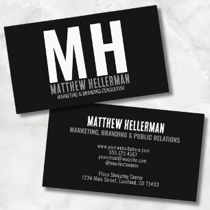 Carte De Visite Monogramme noir minimaliste professionnel simple e