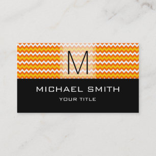Carte De Visite Monogramme noir moderne Motif Chevron #2