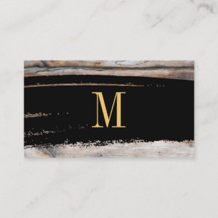 Carte De Visite Monogramme noir/or brossé   Bois