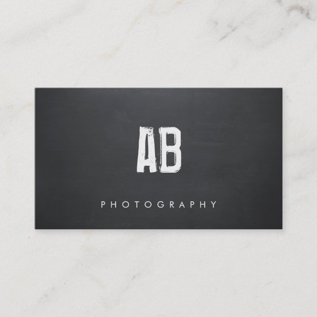 Carte De Visite Monogramme noir simple, Hip Cool et Edgy, (Devant)
