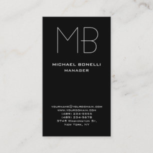 Carte de visite monogramme noir vertical