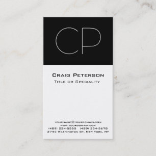 Carte de visite Monogramme noir vertical