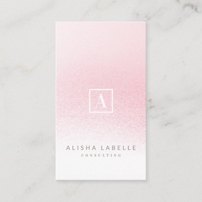 Carte De Visite Monogramme Ombre rose minimal (Devant)
