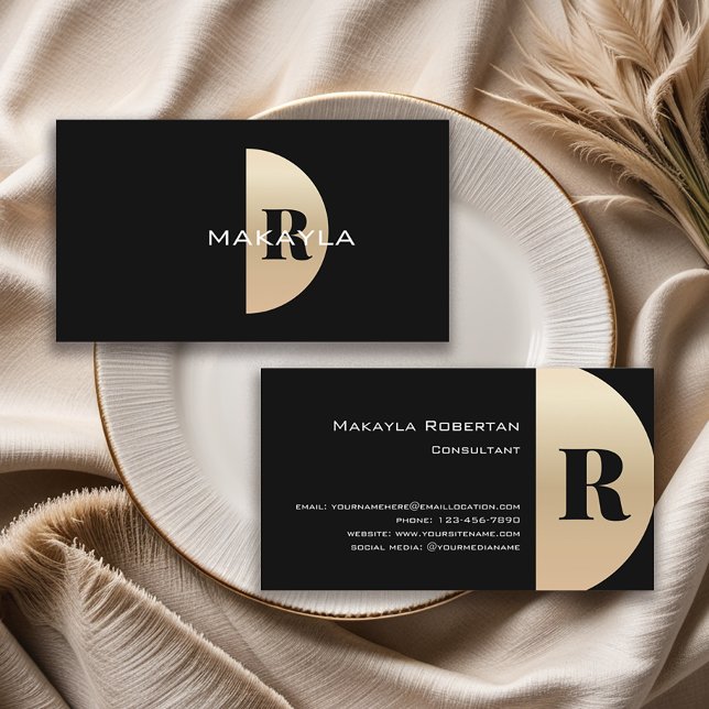 Carte De Visite Monogramme or élégant moderne (Get these stylish business cards to represent yourself and your business.)