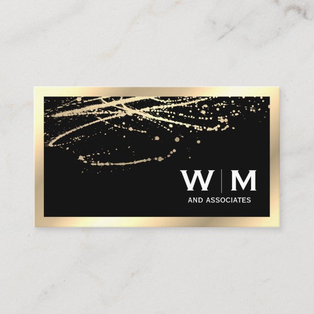 Carte De Visite Monogramme | Or exécutif avec bec or (Devant)