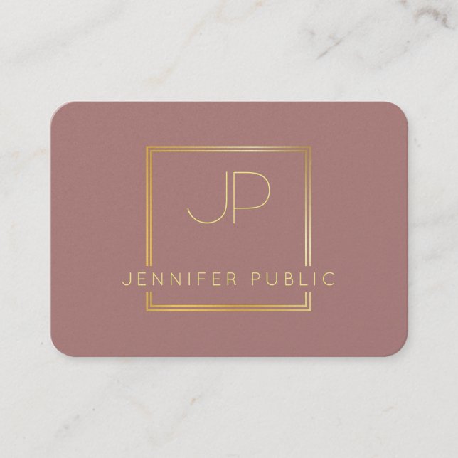 Carte De Visite Monogramme Or Moderne Luxueux Professionnel (Devant)