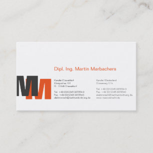 Carte De Visite Monogramme Orange