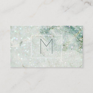Carte De Visite Monogramme Pailleté Marbre Vert Surligneur Maquill