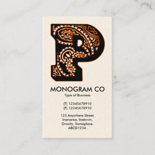 Carte De Visite Monogramme Paisley - P