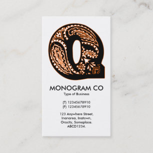 Carte De Visite Monogramme Paisley - Q