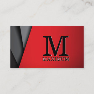 Carte De Visite Monogramme   Panneaux Abstraits noirs rouges