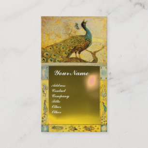 Carte De Visite MONOGRAMME PAON AMOUR MARIAGE topaze marron jaune