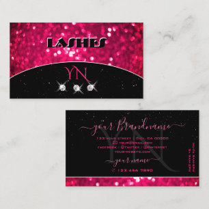 Carte De Visite Monogramme Parties scintillant brillante rose Fill