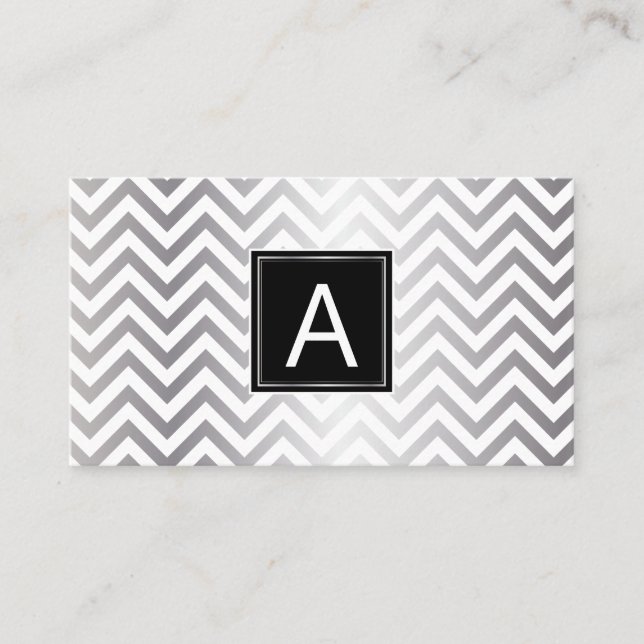 Carte De Visite Monogramme | Parties scintillant Chevron | Planifi (Devant)