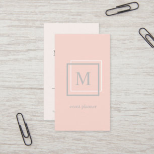 Carte De Visite Monogramme Pastel Moderne Rose Et Gris