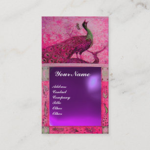 Carte De Visite MONOGRAMME PERROQUET AMOUR MARIAGE rose violet amé