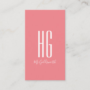 Carte De Visite Monogramme personnalisable moderne rose