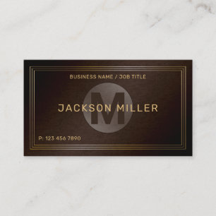 Carte De Visite Monogramme personnalisé Brown moderne