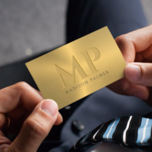 Carte De Visite Monogramme personnalisé noir et or professionnel