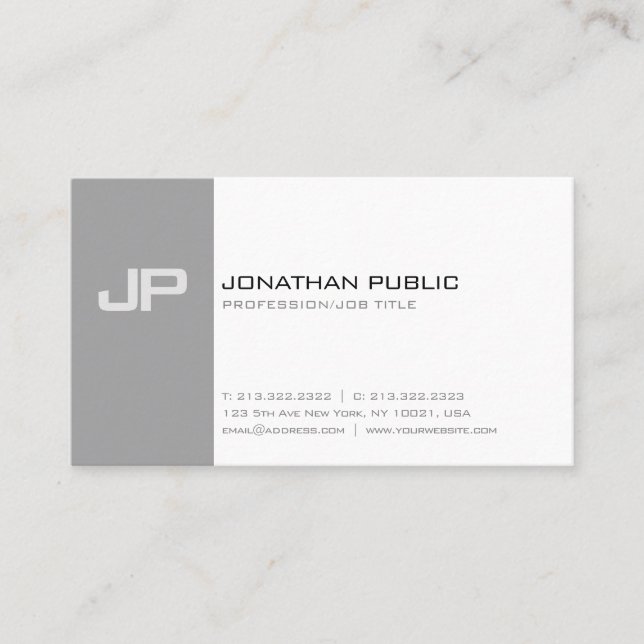 Carte De Visite Monogramme Plain Simple Moderne Sophistiqué (Devant)