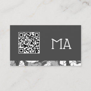 Carte De Visite Monogramme Plumes Code QR