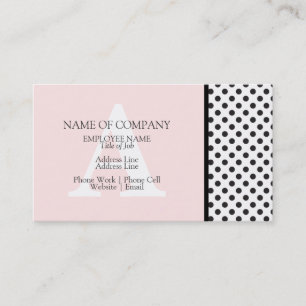 Carte De Visite Monogramme Polkadotted Noir Rose Designer