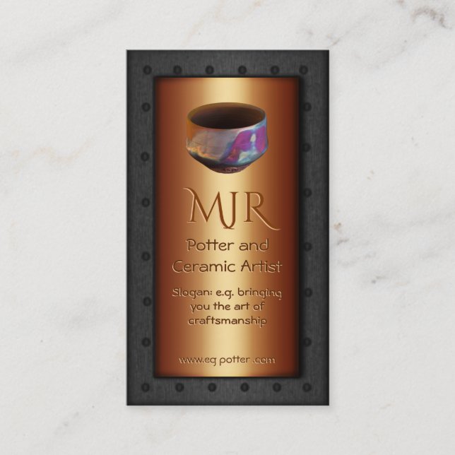 Carte De Visite Monogramme, potier, cuivre à charpente d'acier (Devant)