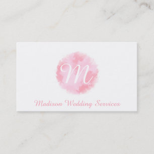 Carte De Visite Monogramme pour aquarelle rose et blanc élégant