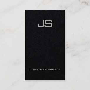 Carte De Visite Monogramme Premium Noir moderne Modèle vertical