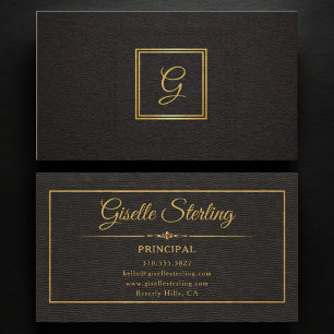 Carte De Visite Monogramme Principal Or Noir Professionnel
