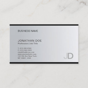 Carte De Visite Monogramme professionnel argent moderne élégant Pl