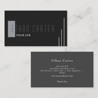 Carte De Visite Monogramme professionnel Black Elegant