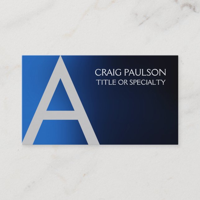 Carte de visite Monogramme professionnel bleu (Devant)