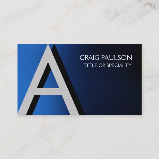 Carte de visite Monogramme professionnel bleu char (Devant)