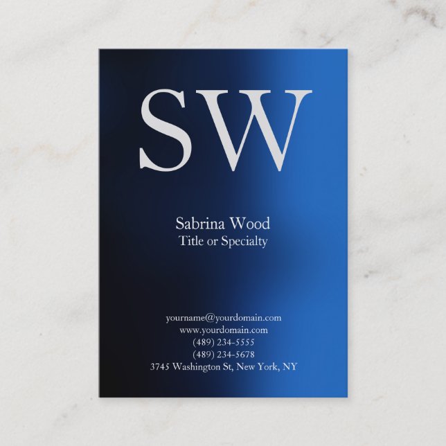 Carte De Visite monogramme professionnel bleu clair moderne (Devant)