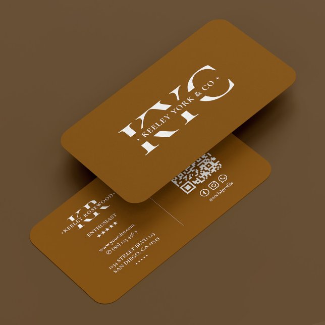 Carte De Visite Monogramme professionnel Chocolat Brown moderne (Créateur téléchargé)