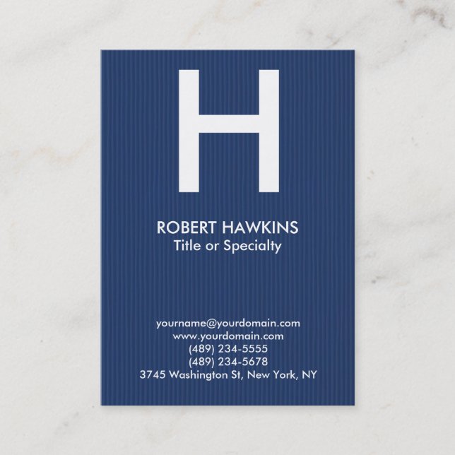 Carte De Visite monogramme professionnel chubby bleu blanc (Devant)