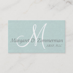 Carte De Visite Monogramme Professionnel, Coller Linge Bleu