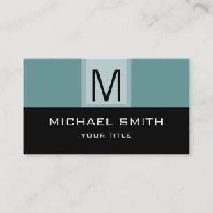 Carte De Visite Monogramme professionnel cyan noir et désaturé