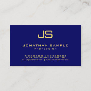 Carte De Visite Monogramme professionnel élégant Marine Blue Gold