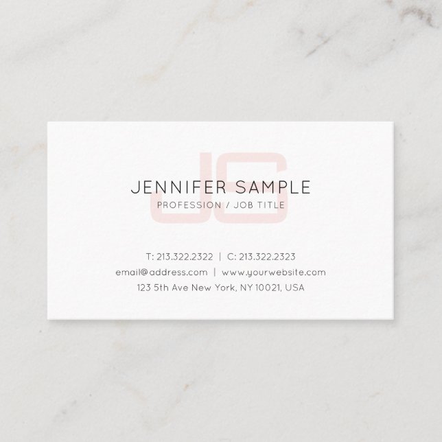 Carte De Visite Monogramme professionnel élégant Simple simple ten (Devant)