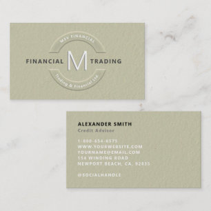 Carte De Visite Monogramme professionnel - Faux financiers